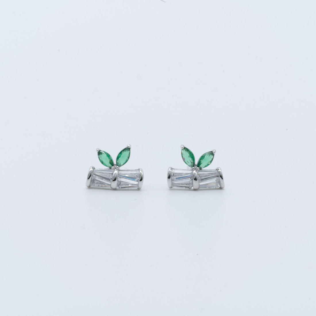 Green Leaf Stud Earrings