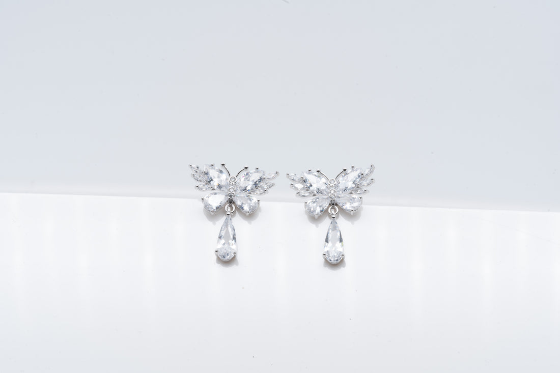 Dazzling Diamond Drop Butterfly Earrings
