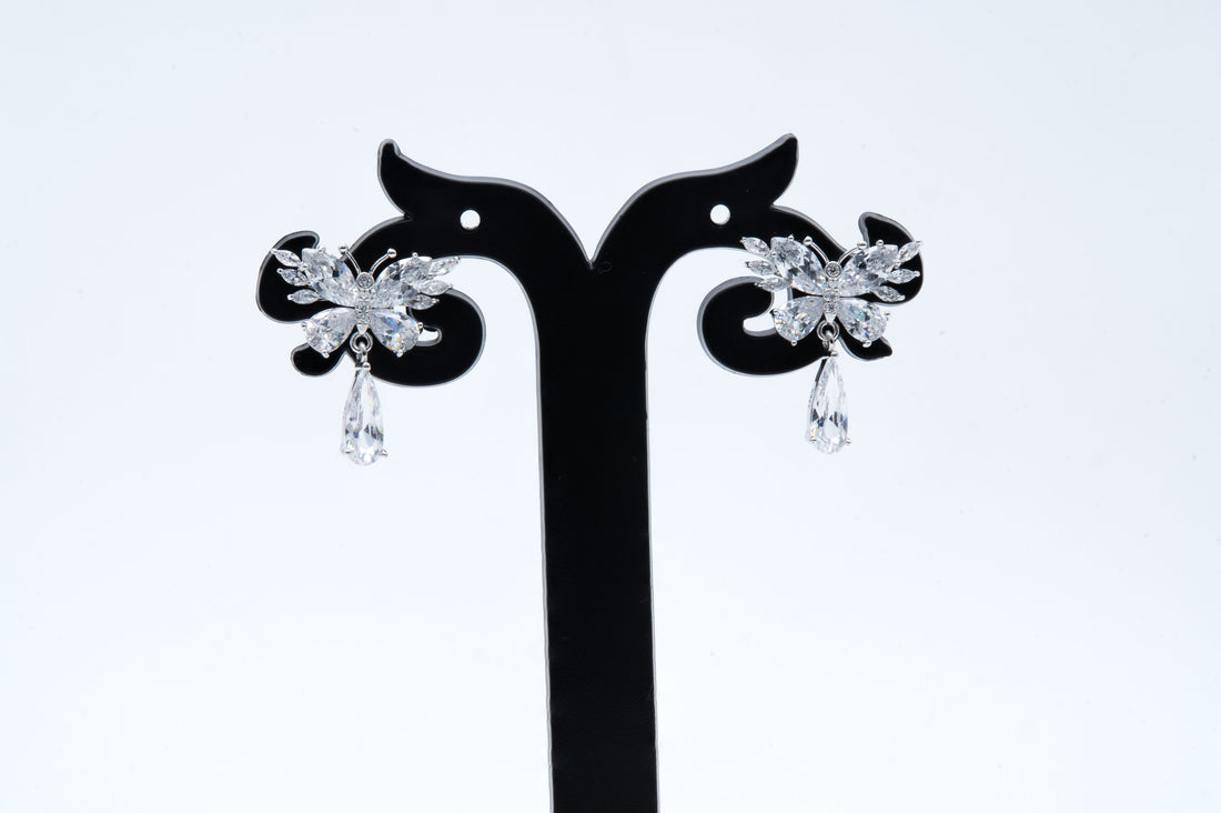 Dazzling Diamond Drop Butterfly Earrings