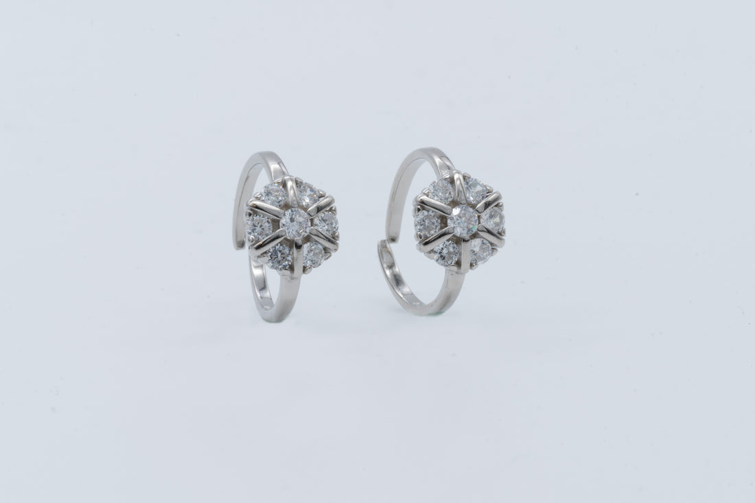 Floral Cluster Toe Ring Set