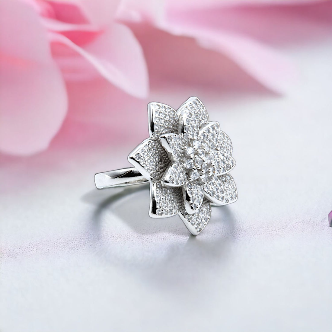 Radiant Lotus Flower Ring