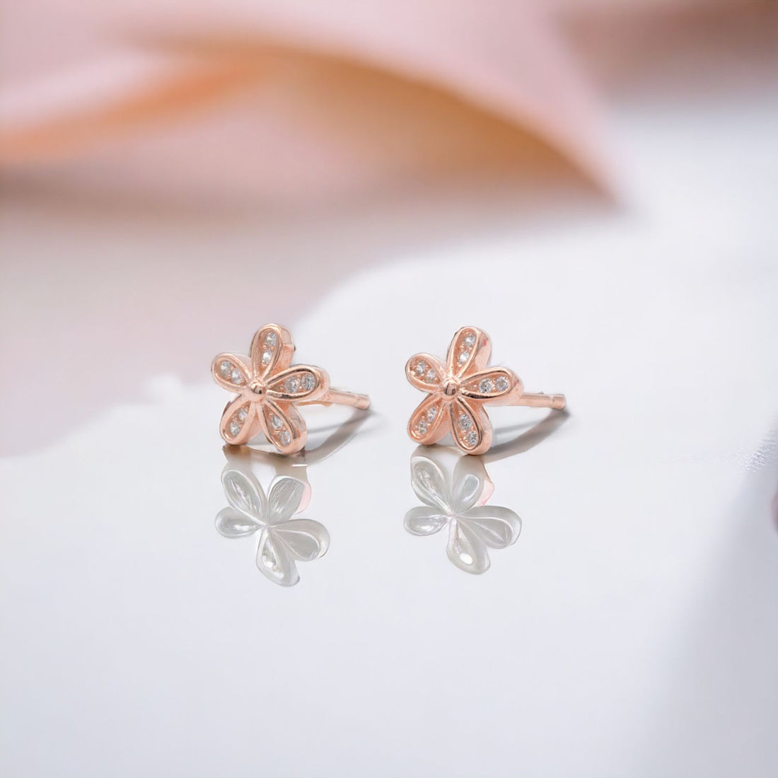 Tiny Floral Silver Stud Earrings