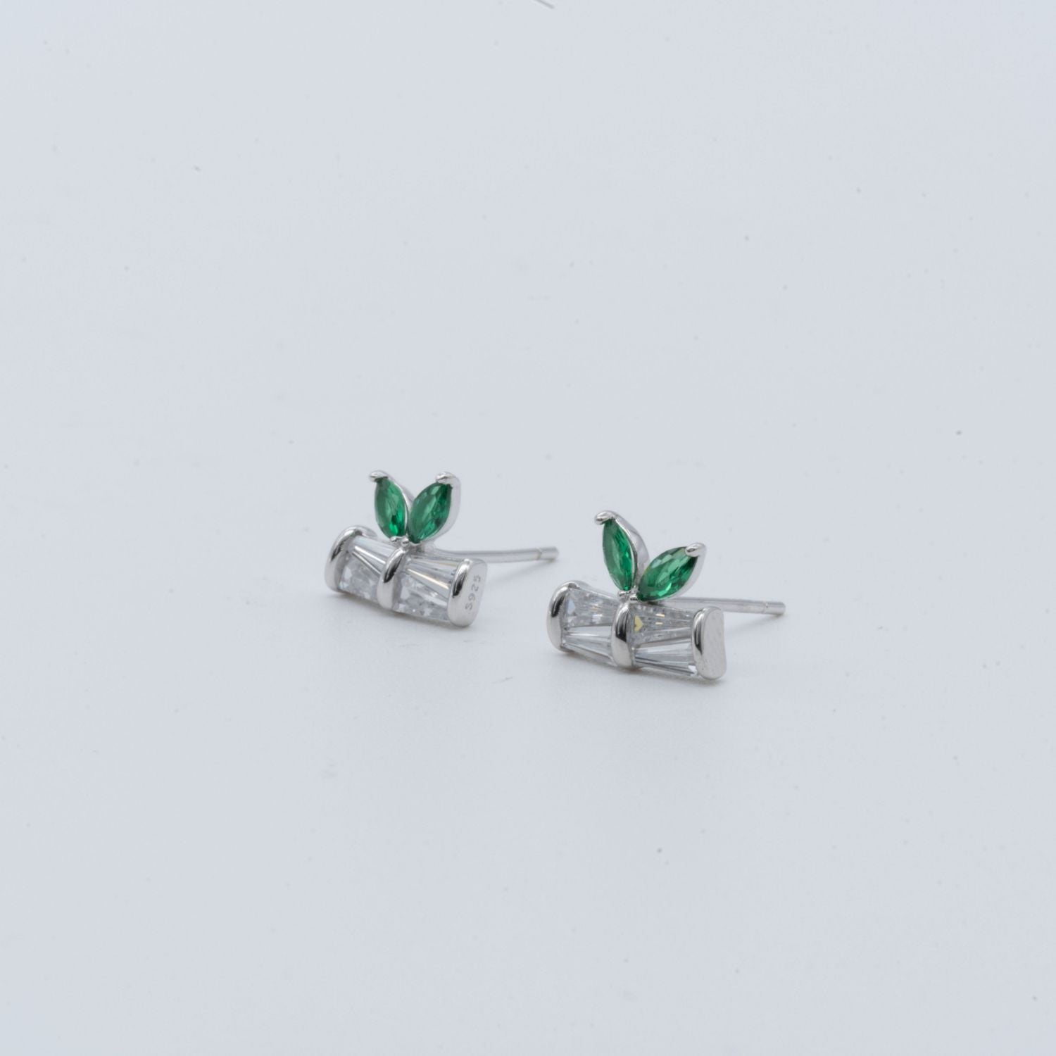 Green Leaf Stud Earrings