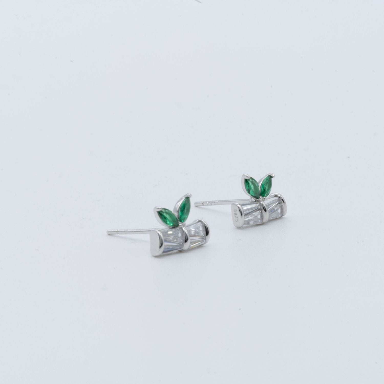Green Leaf Stud Earrings
