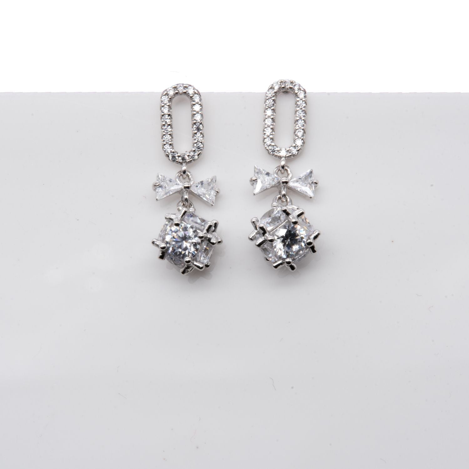 Bow and Crystal Drop Earrings