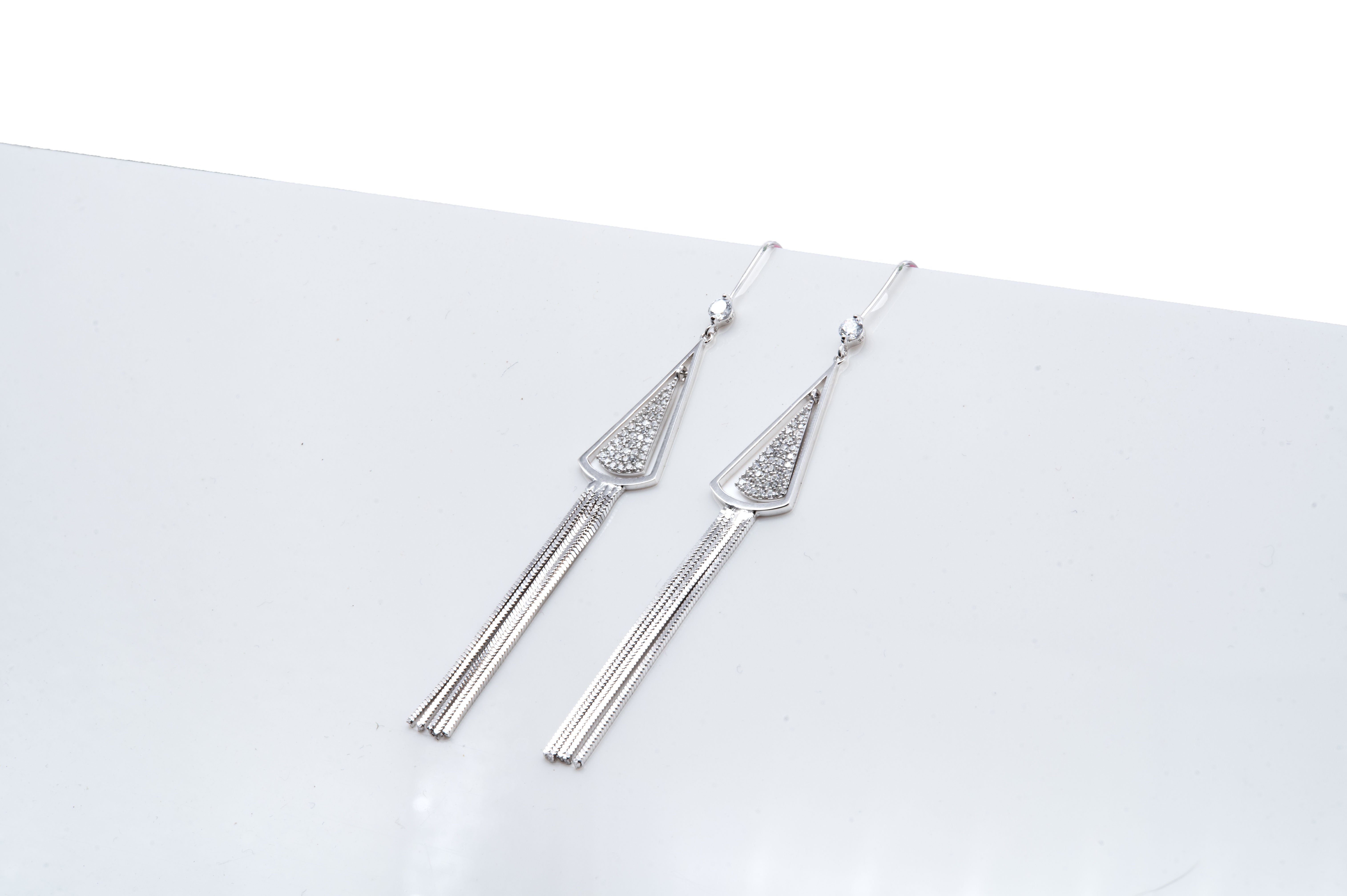 Silver Tassel Drop Earrings