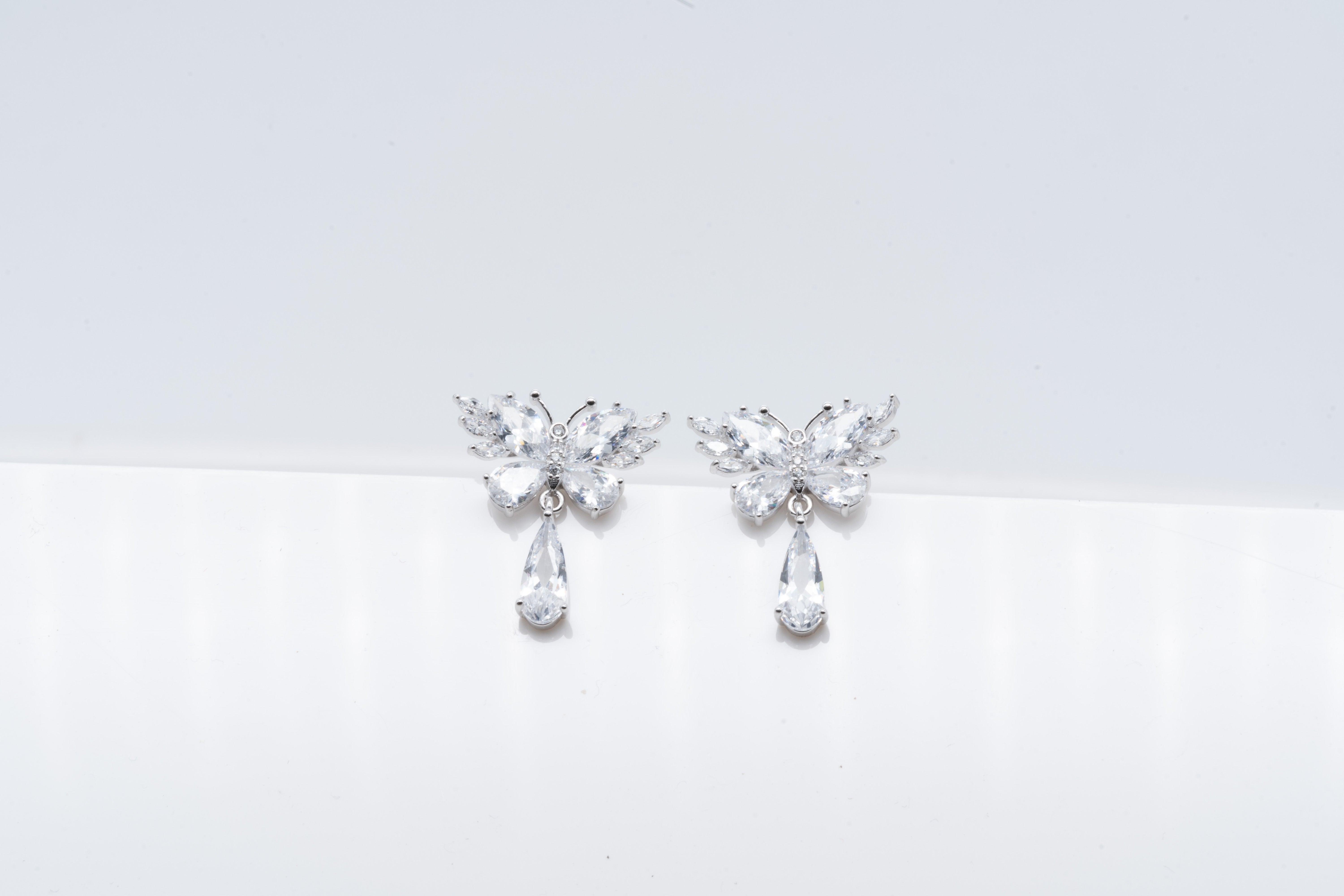 Dazzling Diamond Drop Butterfly Earrings