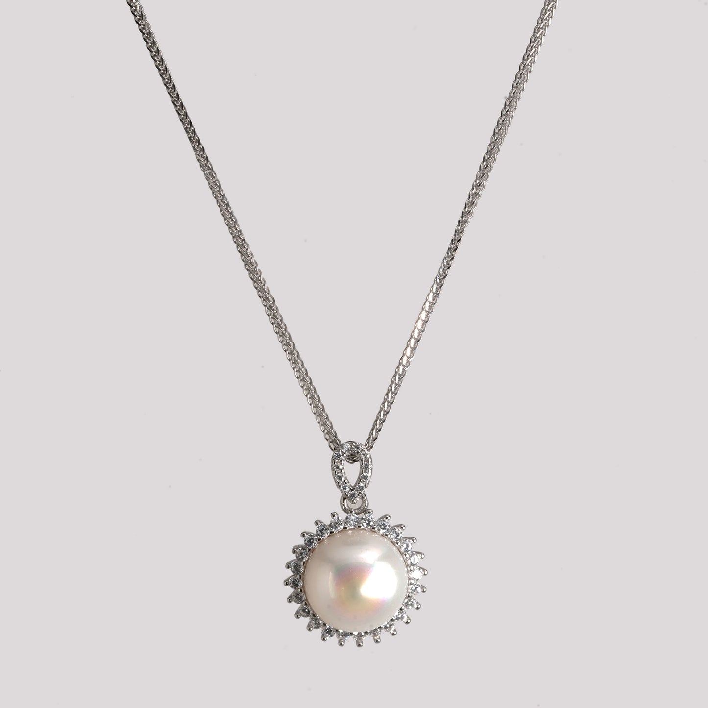 Luna Pearl Halo Pendant