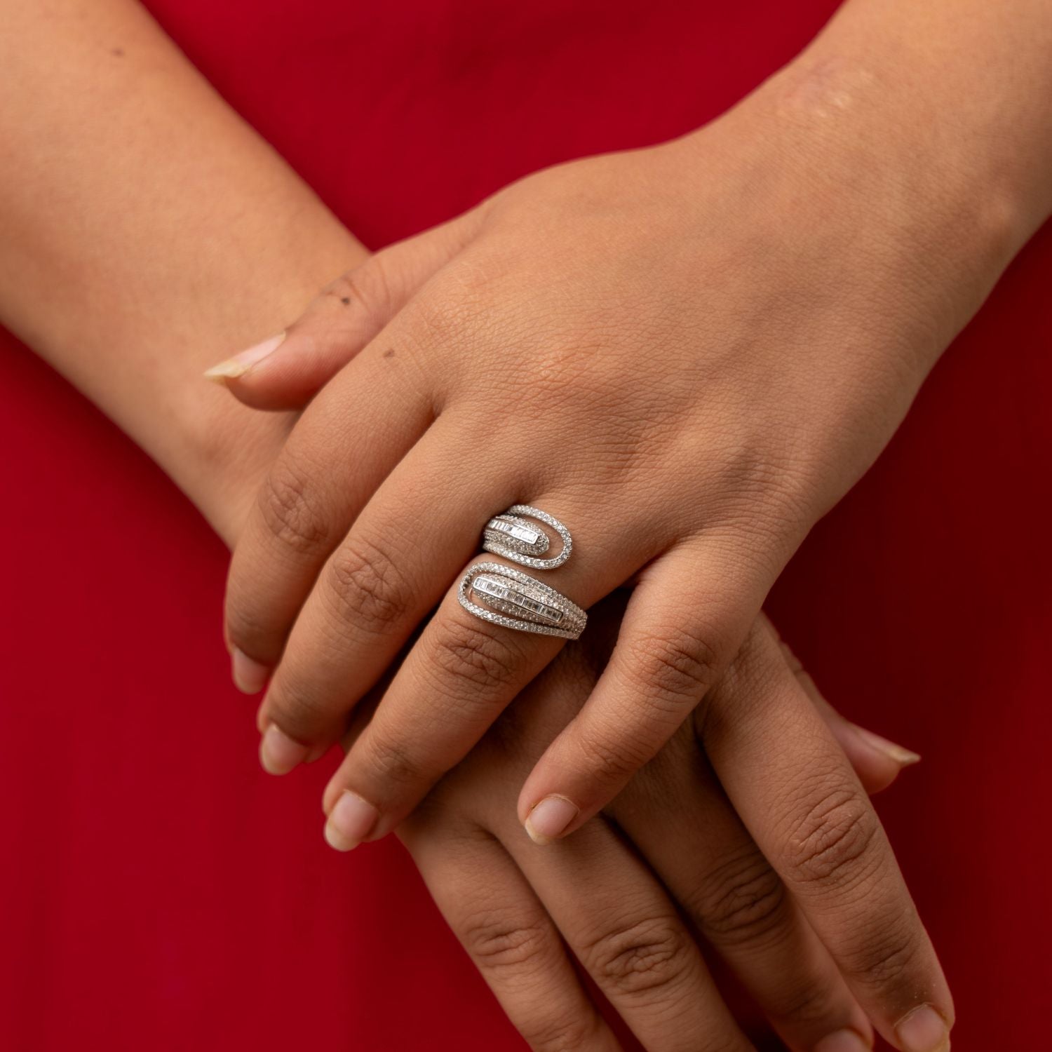 Baguette and Pave Twist Ring