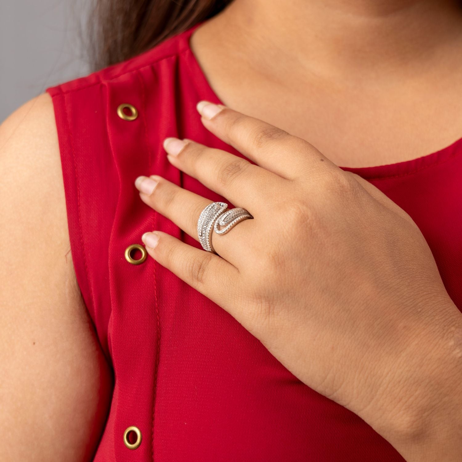 Baguette and Pave Twist Ring