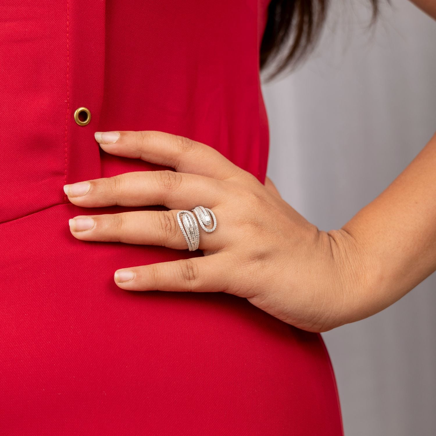 Baguette and Pave Twist Ring