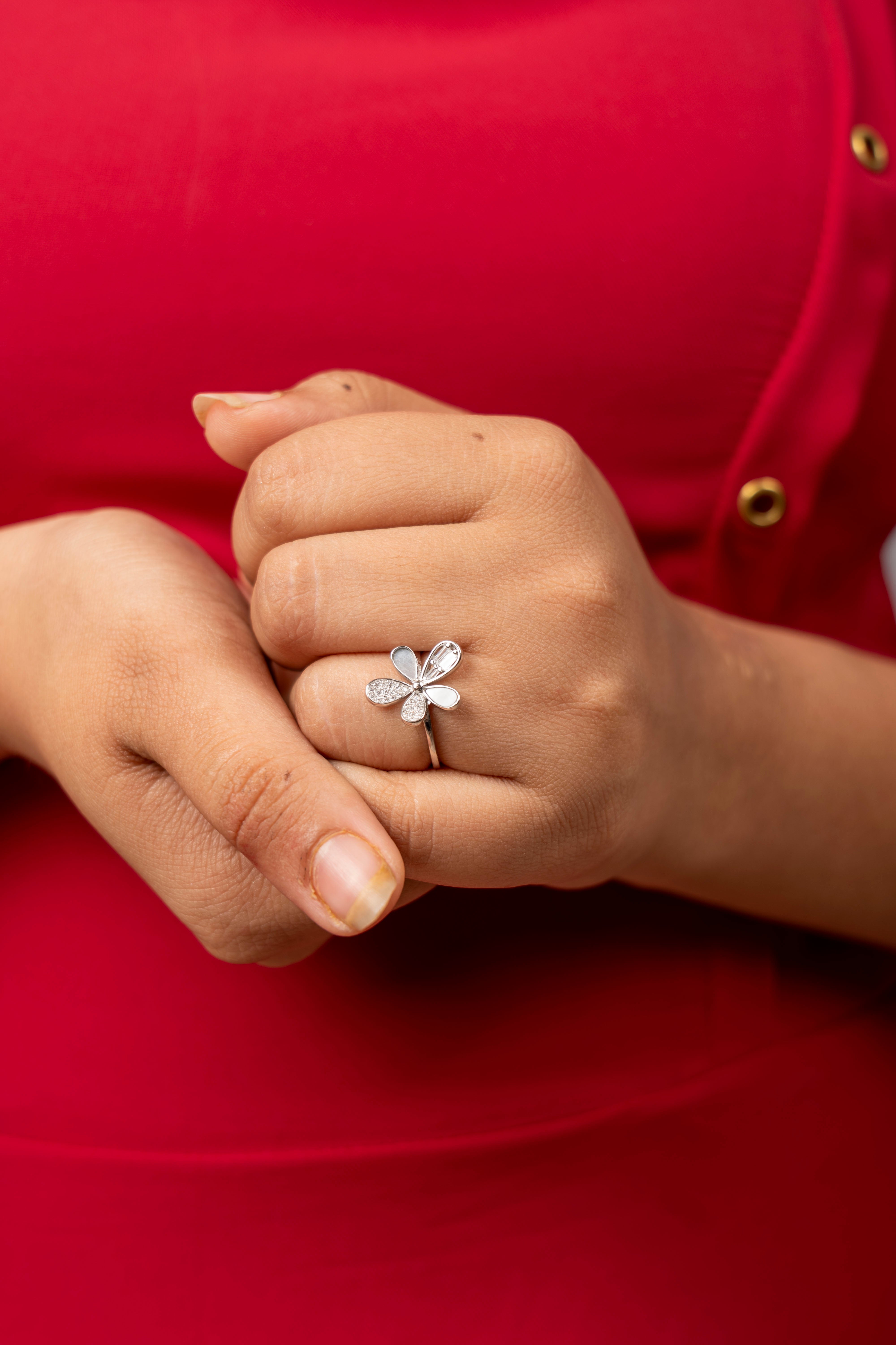 Silver MOP Petal Ring