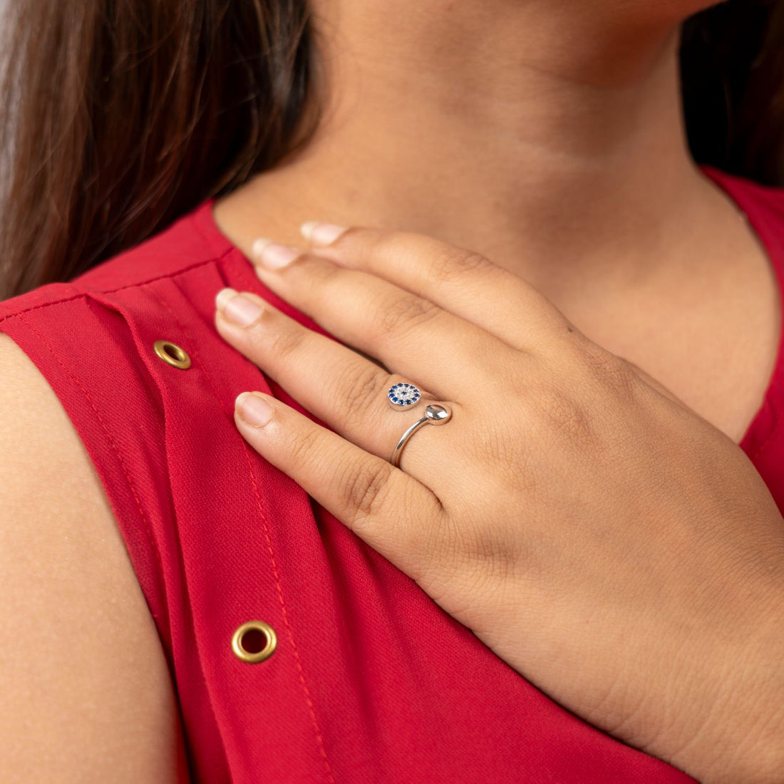 Blue Halo Open Ring