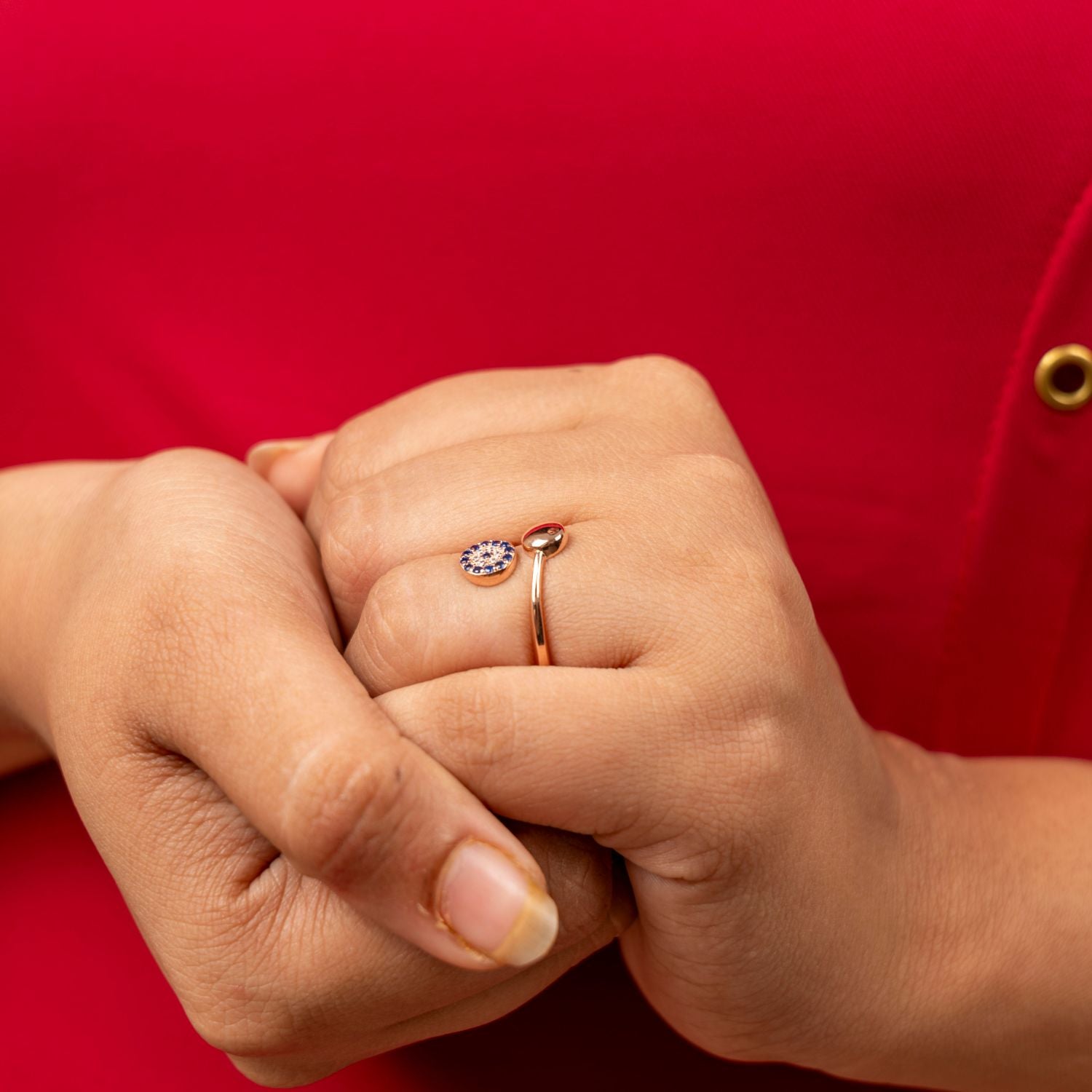 Blue Halo Rose Gold Open Ring