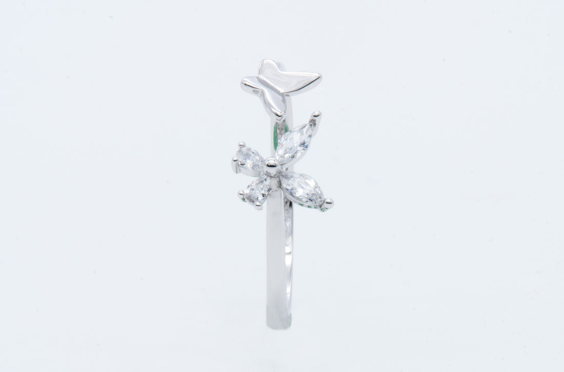 Delicate Butterfly Silver Open Ring