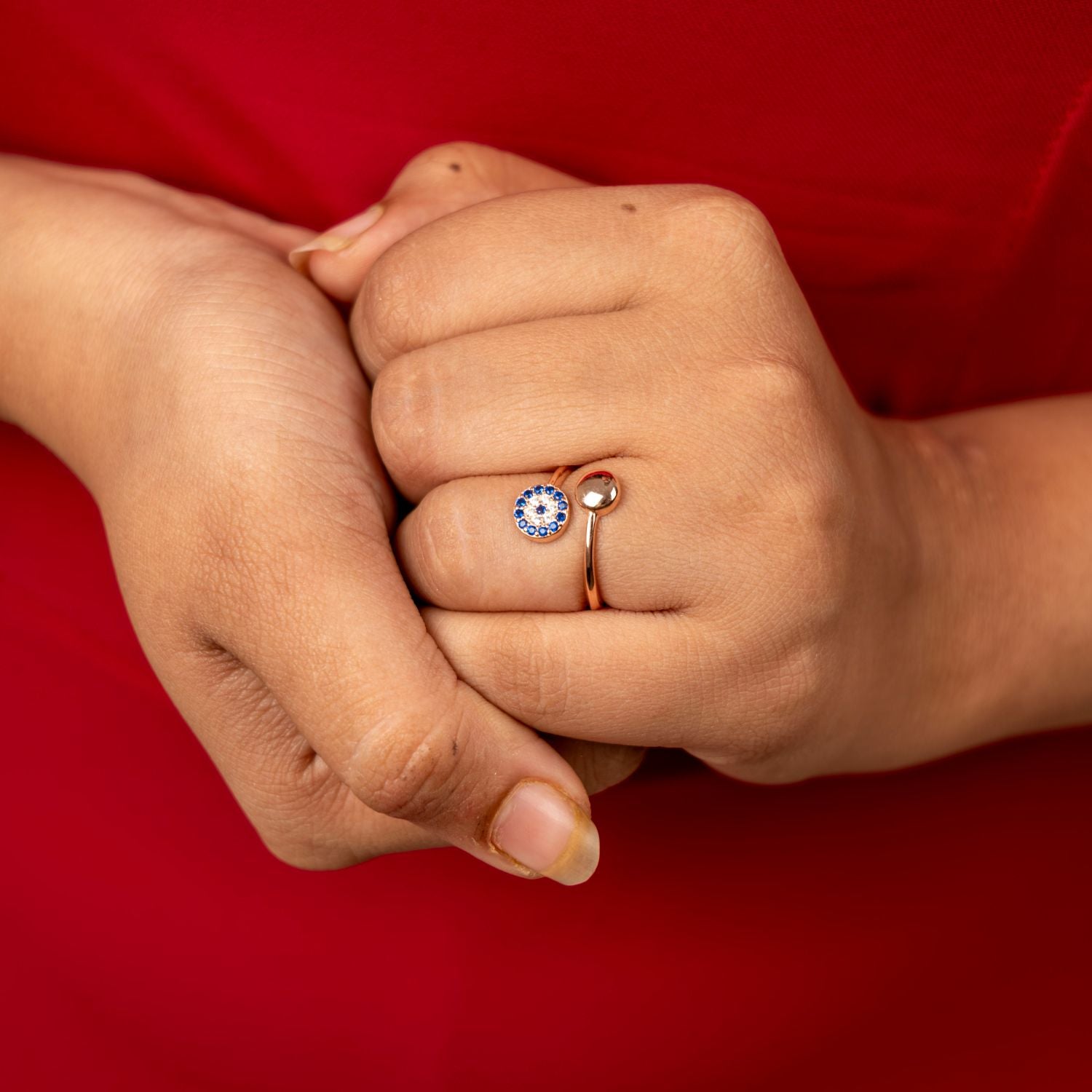 Blue Halo Rose Gold Open Ring