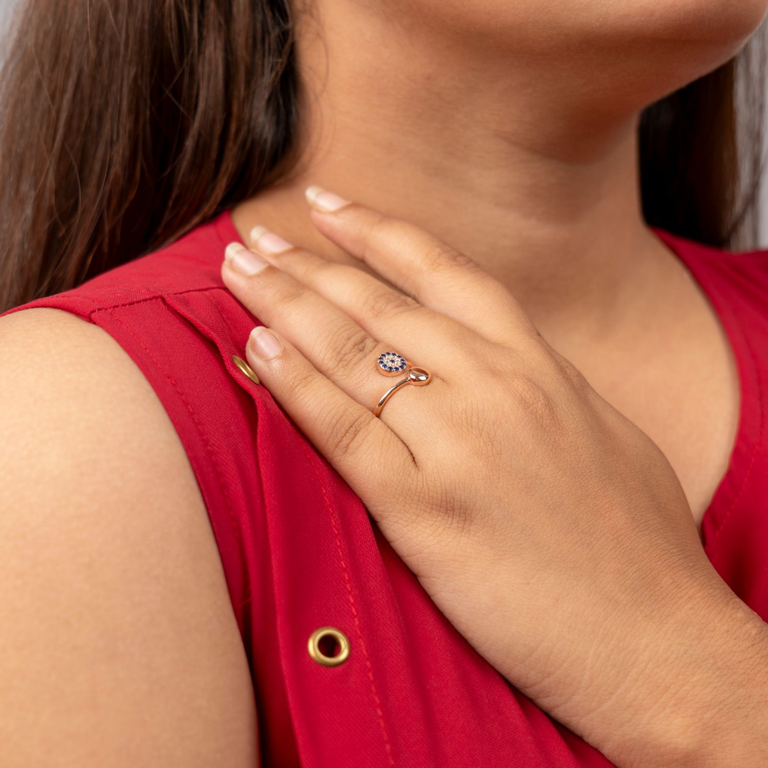 Blue Halo Rose Gold Open Ring