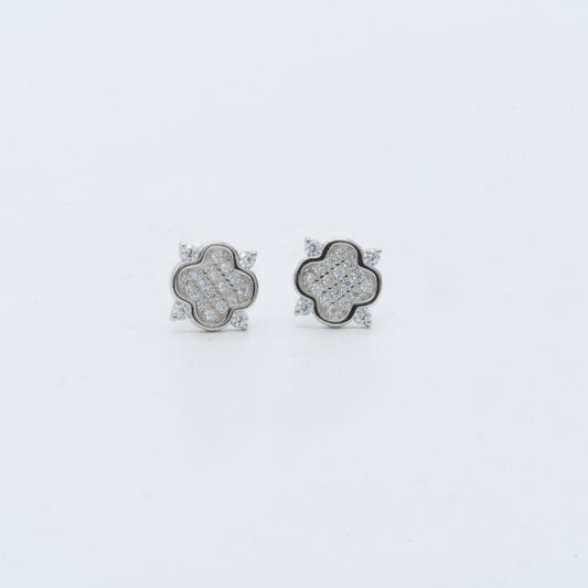 Pave Flower Stud Earrings