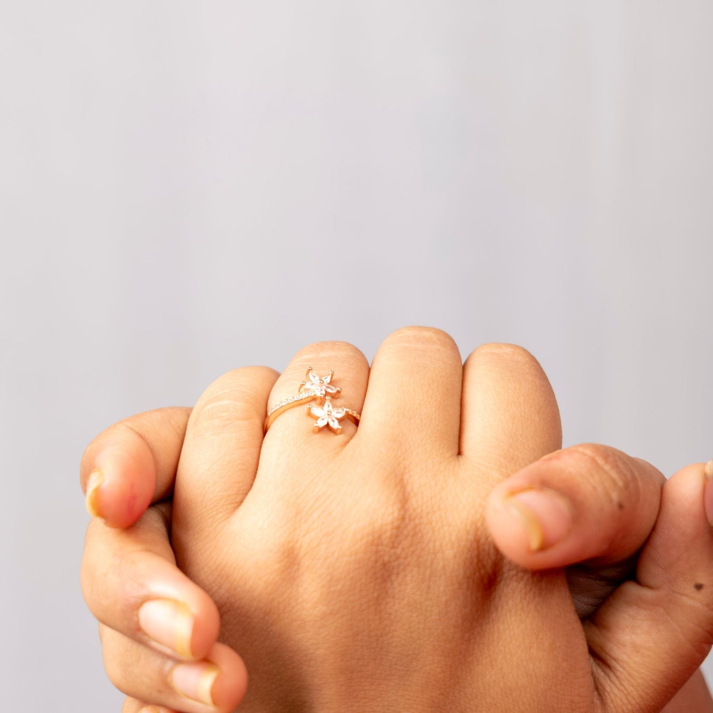 Double Blossom Marquise Ring