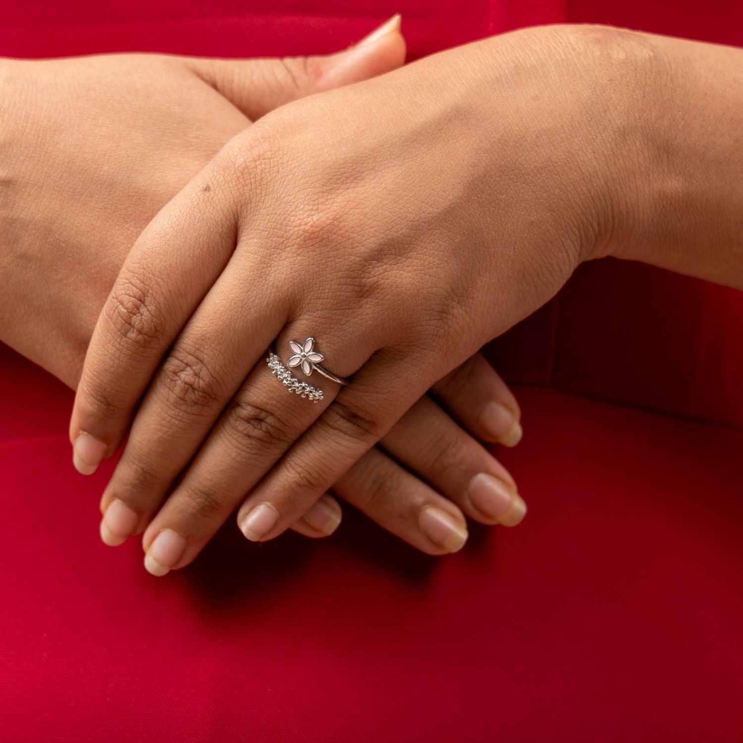 Pink Enamel Flower Ring