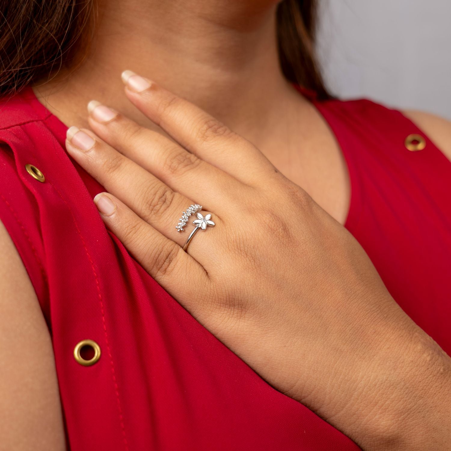 Pink Enamel Flower Ring
