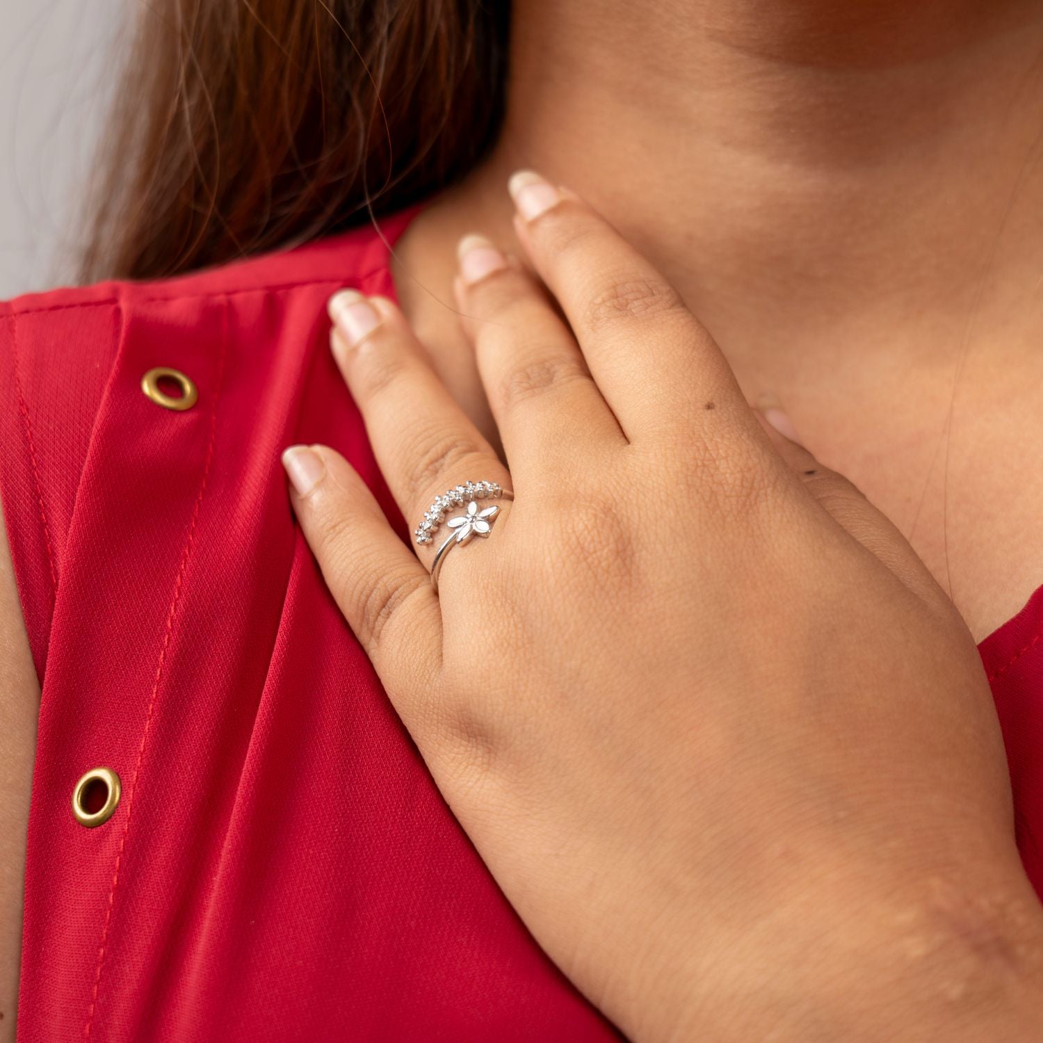 Pink Enamel Flower Ring