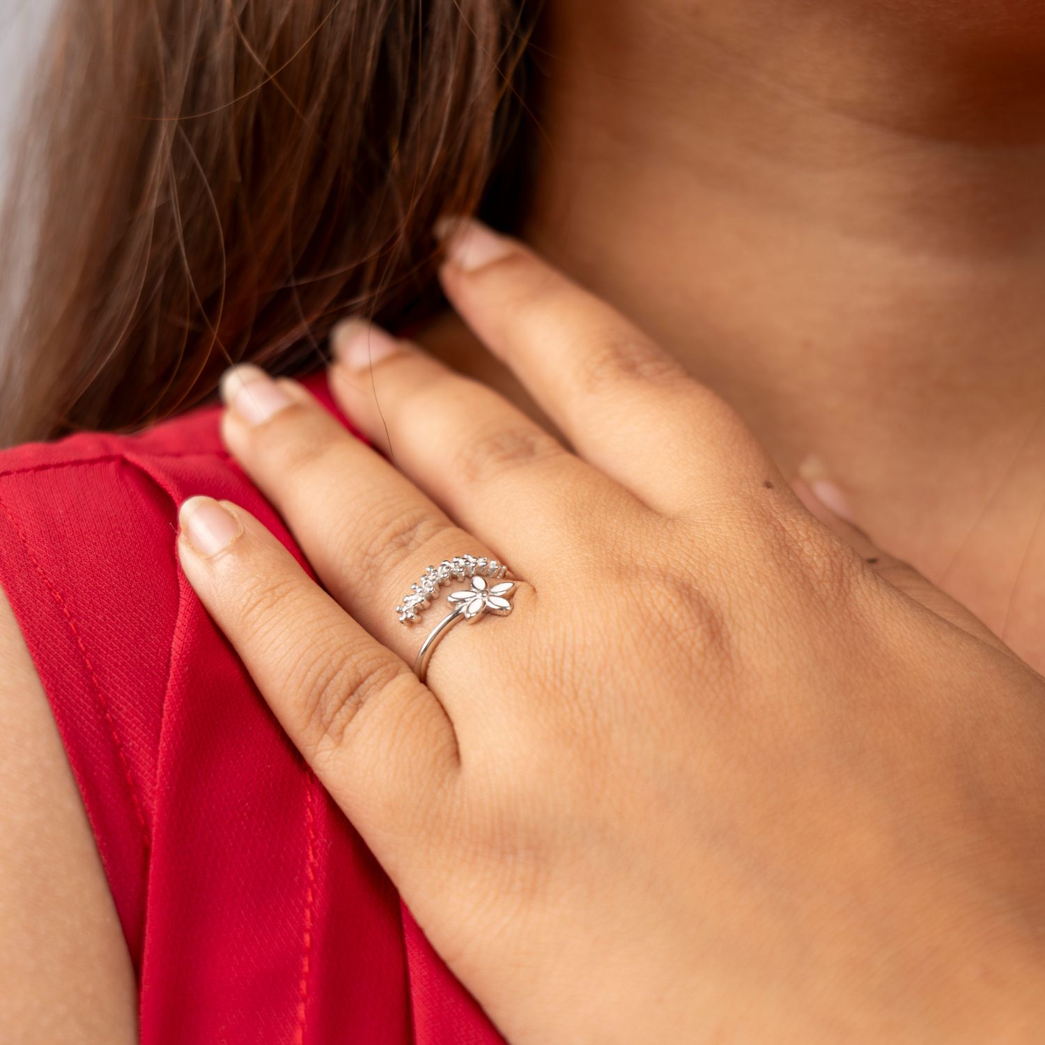 Pink Enamel Flower Ring