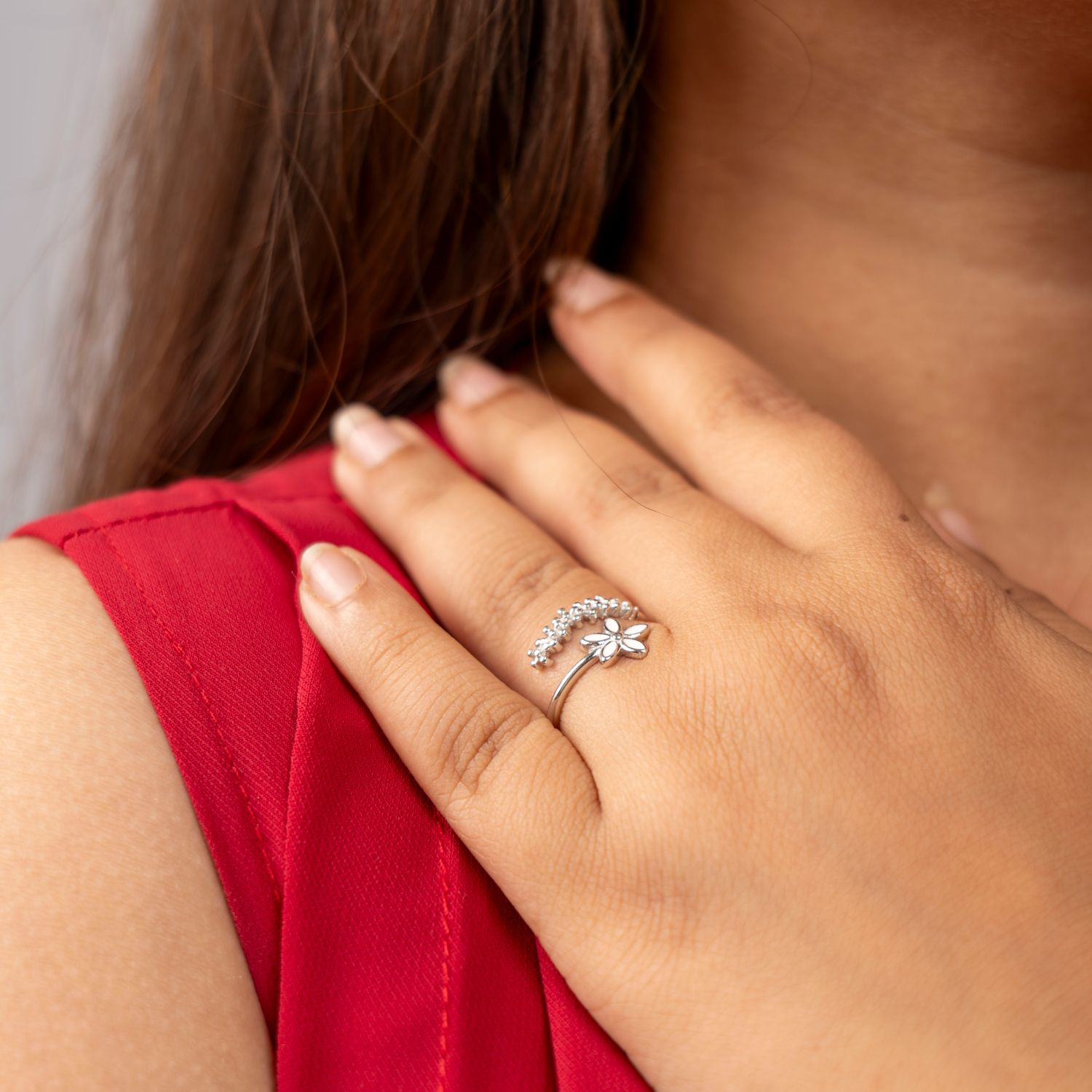 Pink Enamel Flower Ring