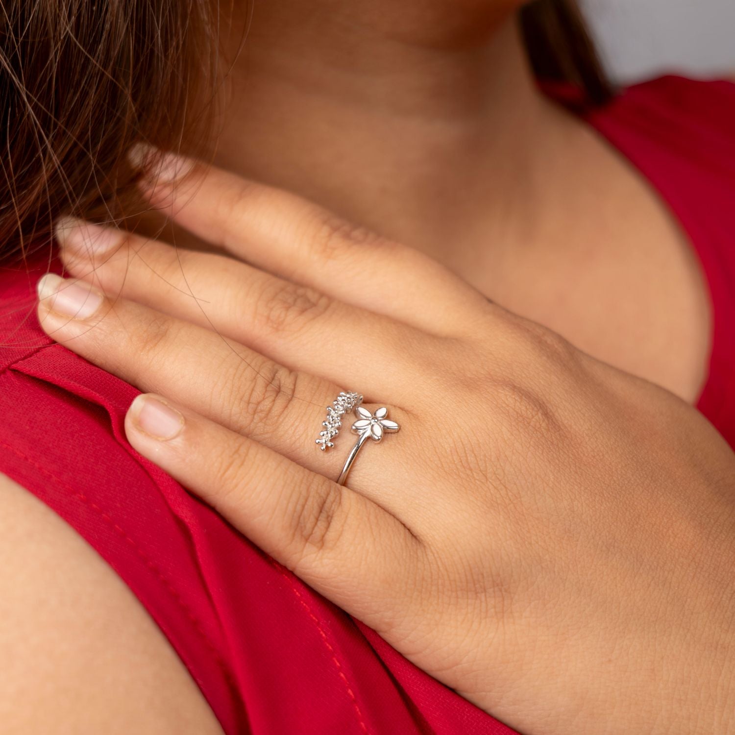 Pink Enamel Flower Ring