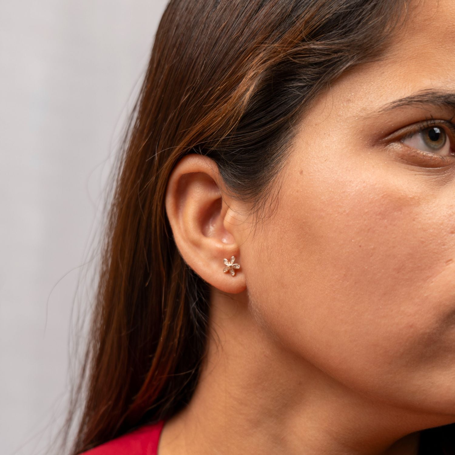 Tiny Floral Silver Stud Earrings