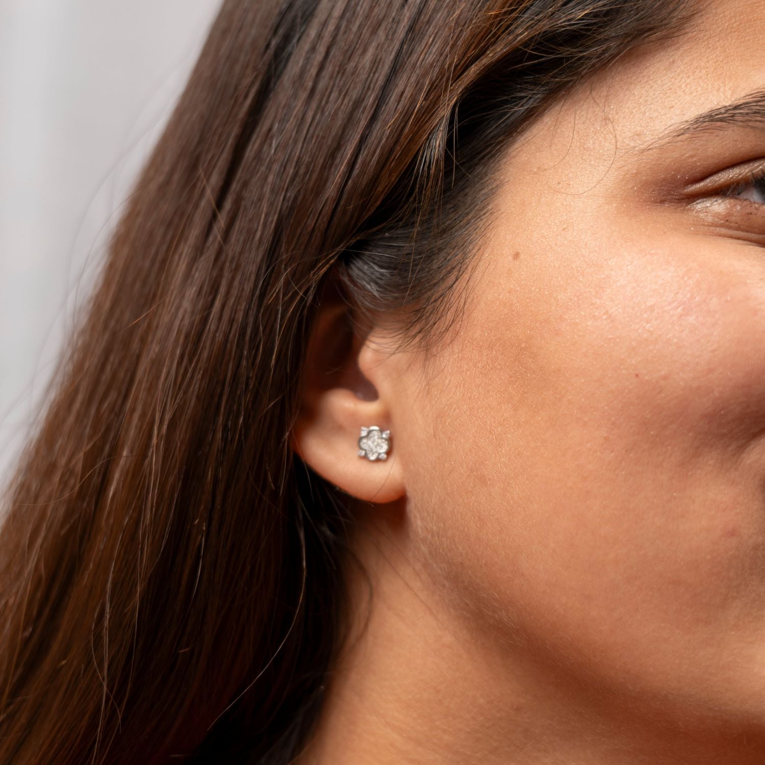 Pave Flower Stud Earrings