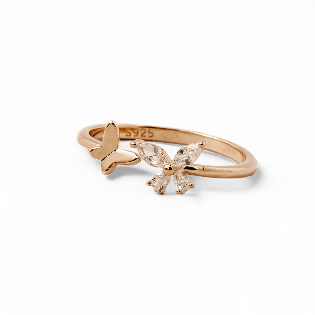 Delicate Butterfly Silver Open Ring