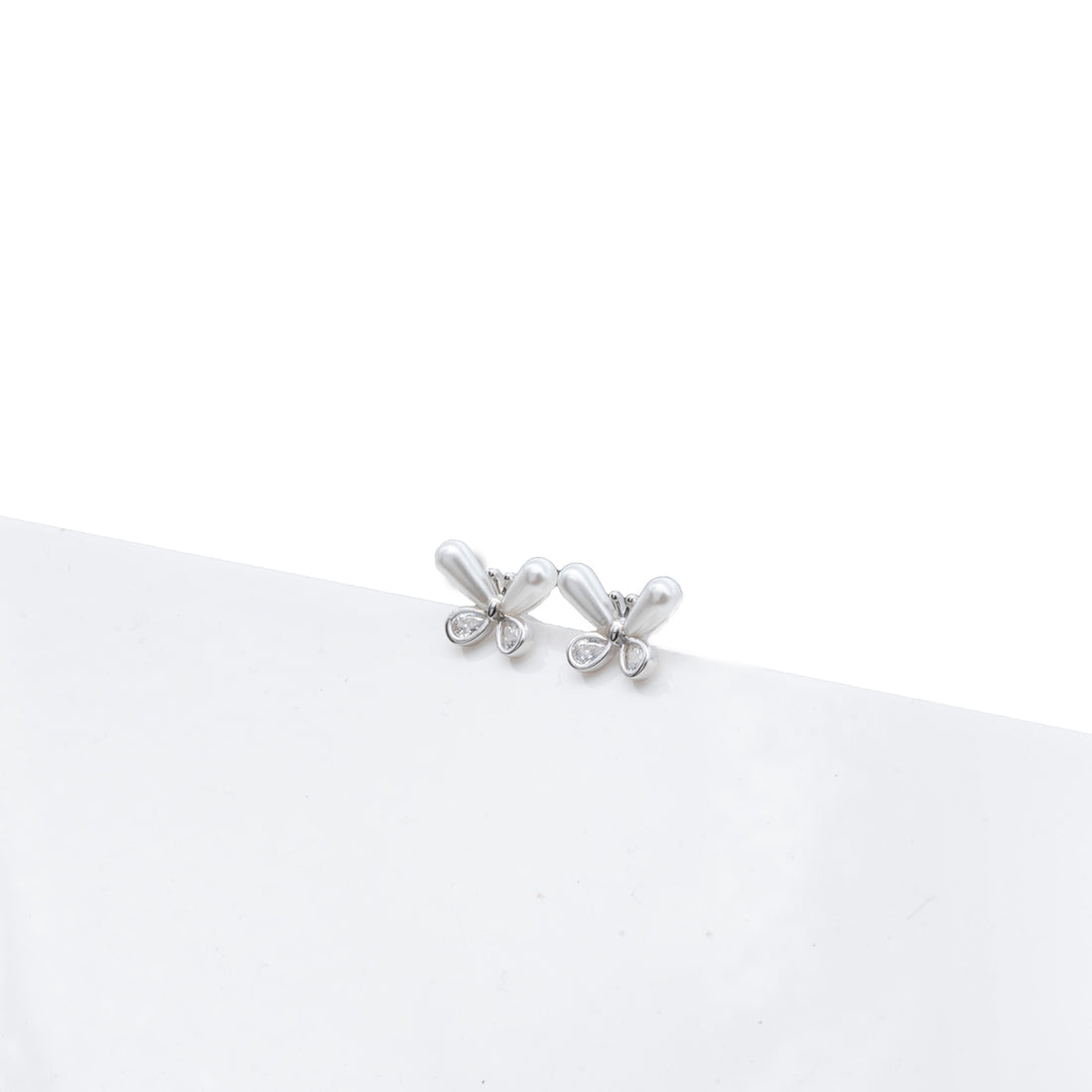 Pearl Butterfly CZ Stud Earrings