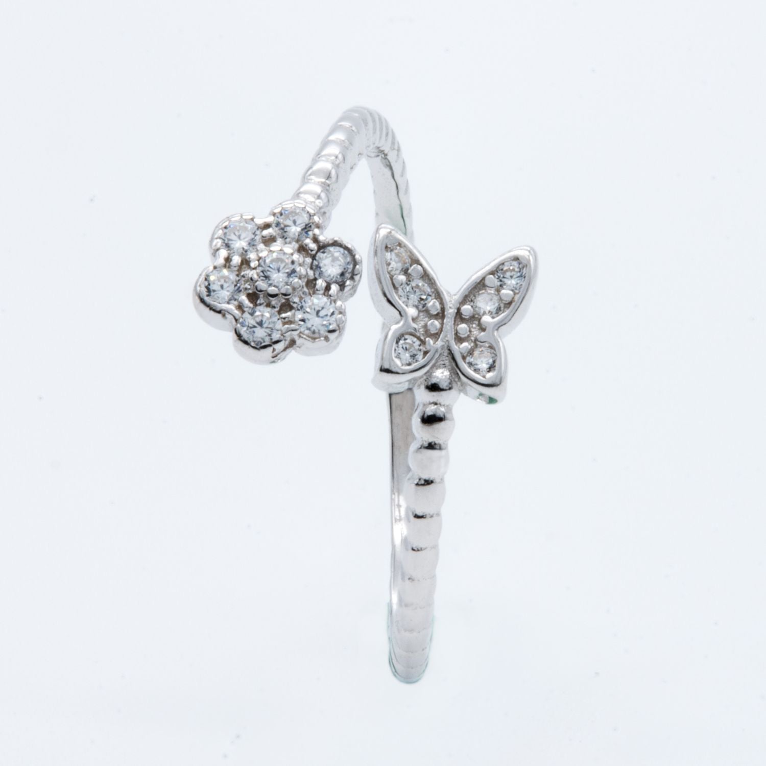 Butterfly and Blossom Open Ring
