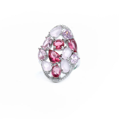 Pink Gemstone Cluster Ring