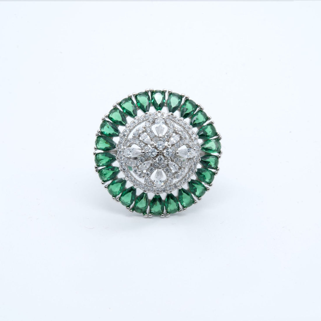 Emerald Radiance Halo Ring
