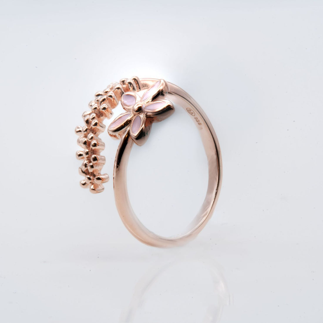 Rose Gold Blossom Enamel Flower Ring