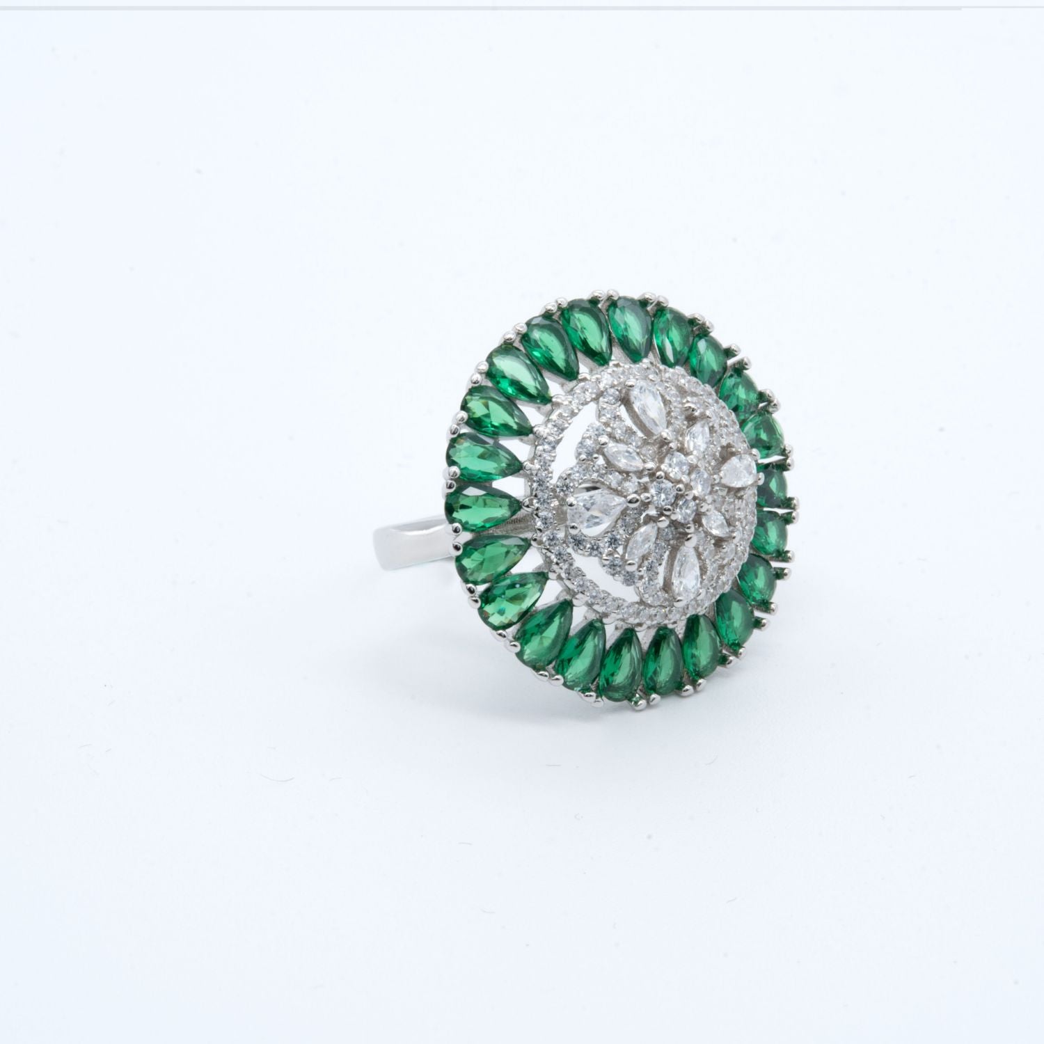 Emerald Radiance Halo Ring