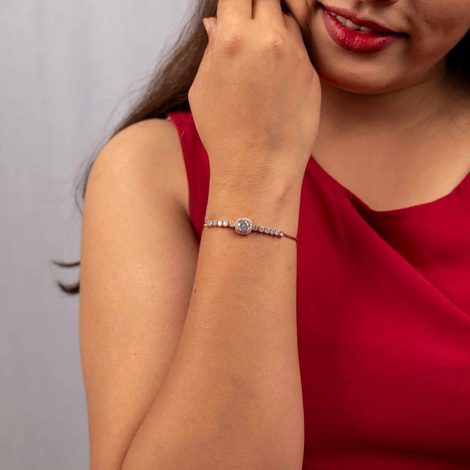 Radiant Rose Gold Halo Bracelet