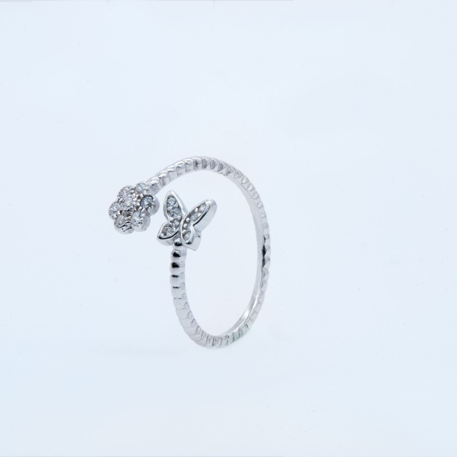 Butterfly and Blossom Open Ring