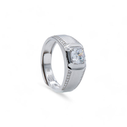 Men's Brushed Finish Zircon Ring