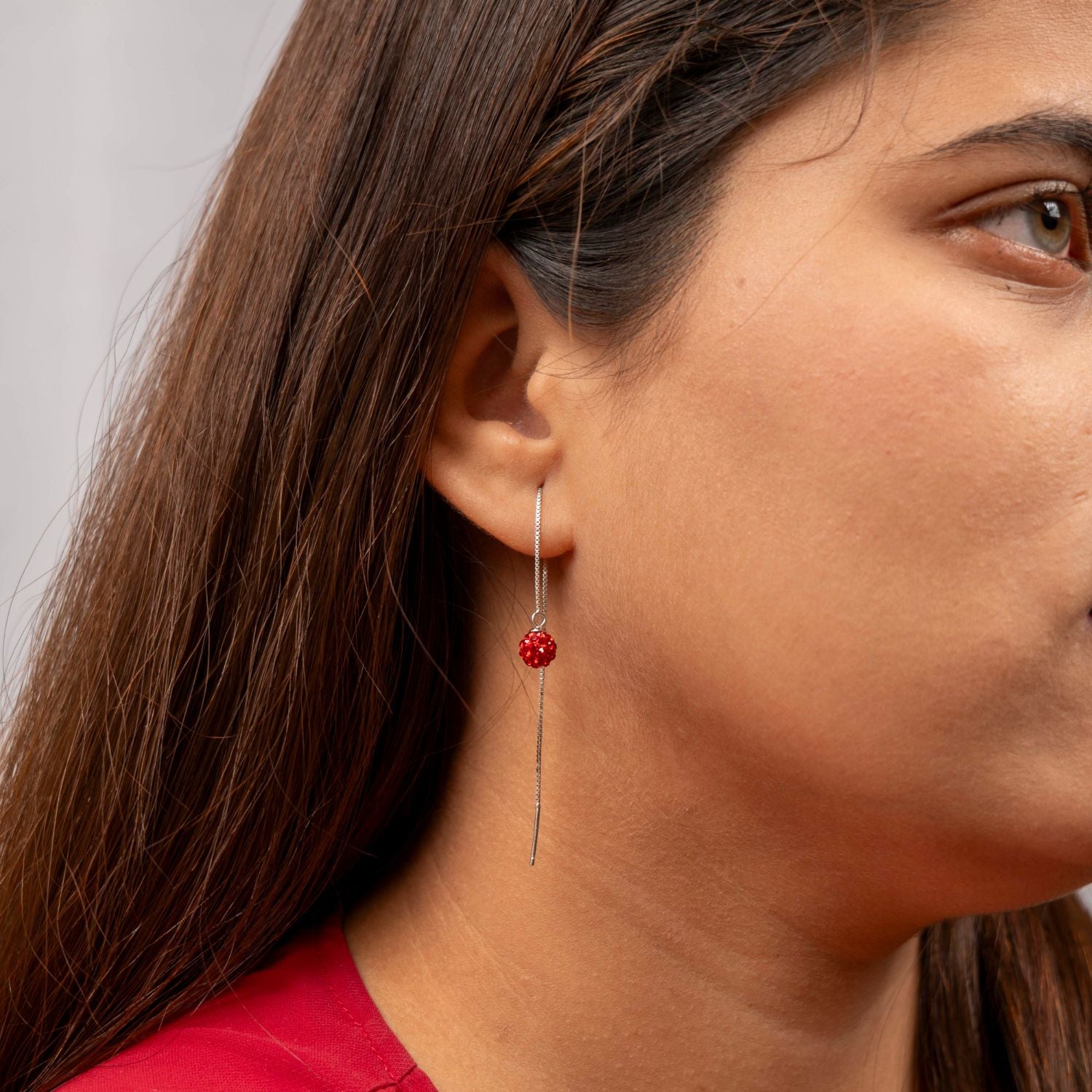 Ruby Sparkle Sui Dhaga Earrings