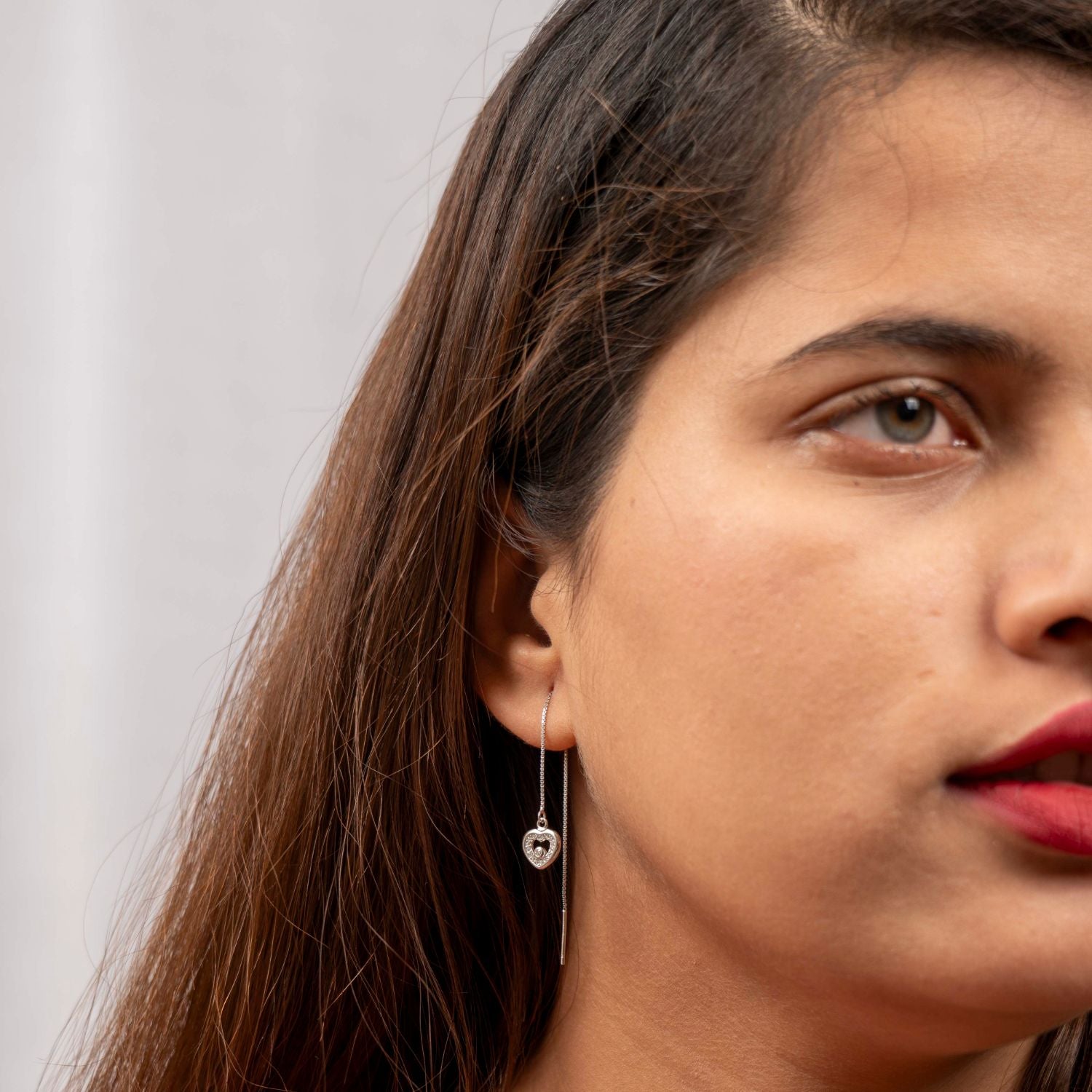 Heart Charm Sui Dhaga Earrings