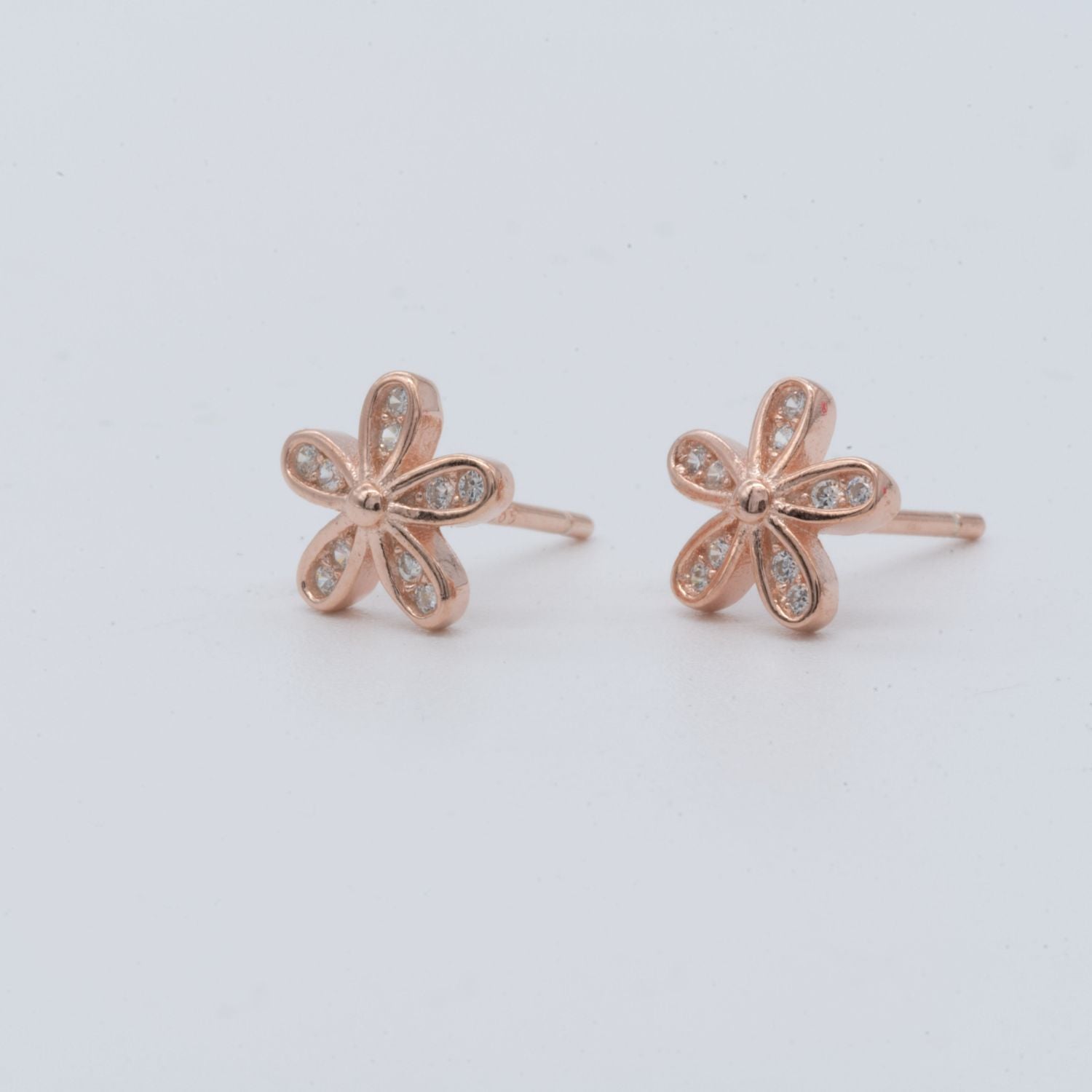 Tiny Floral Silver Stud Earrings