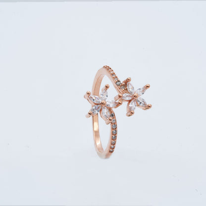 Double Blossom Marquise Ring