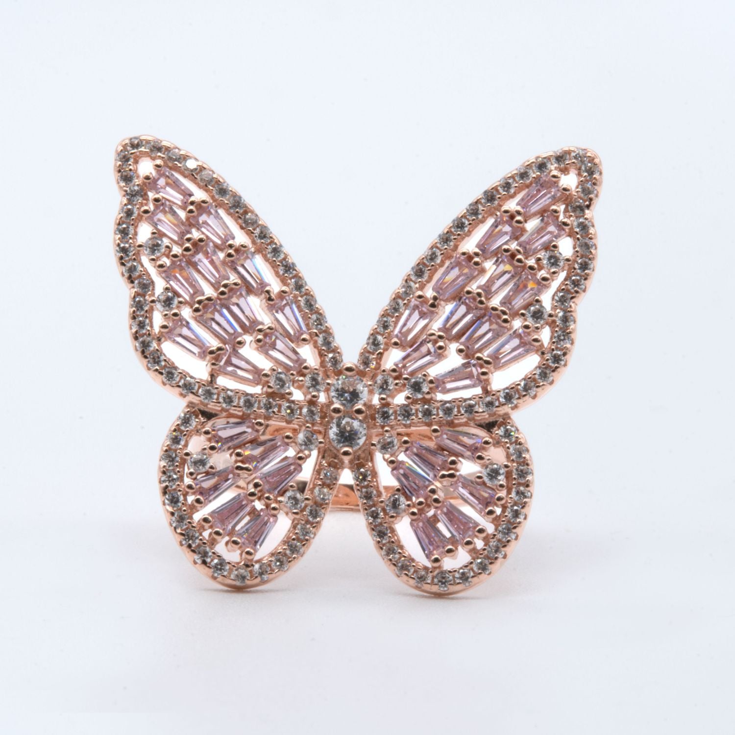 Pink Baguette Butterfly Ring