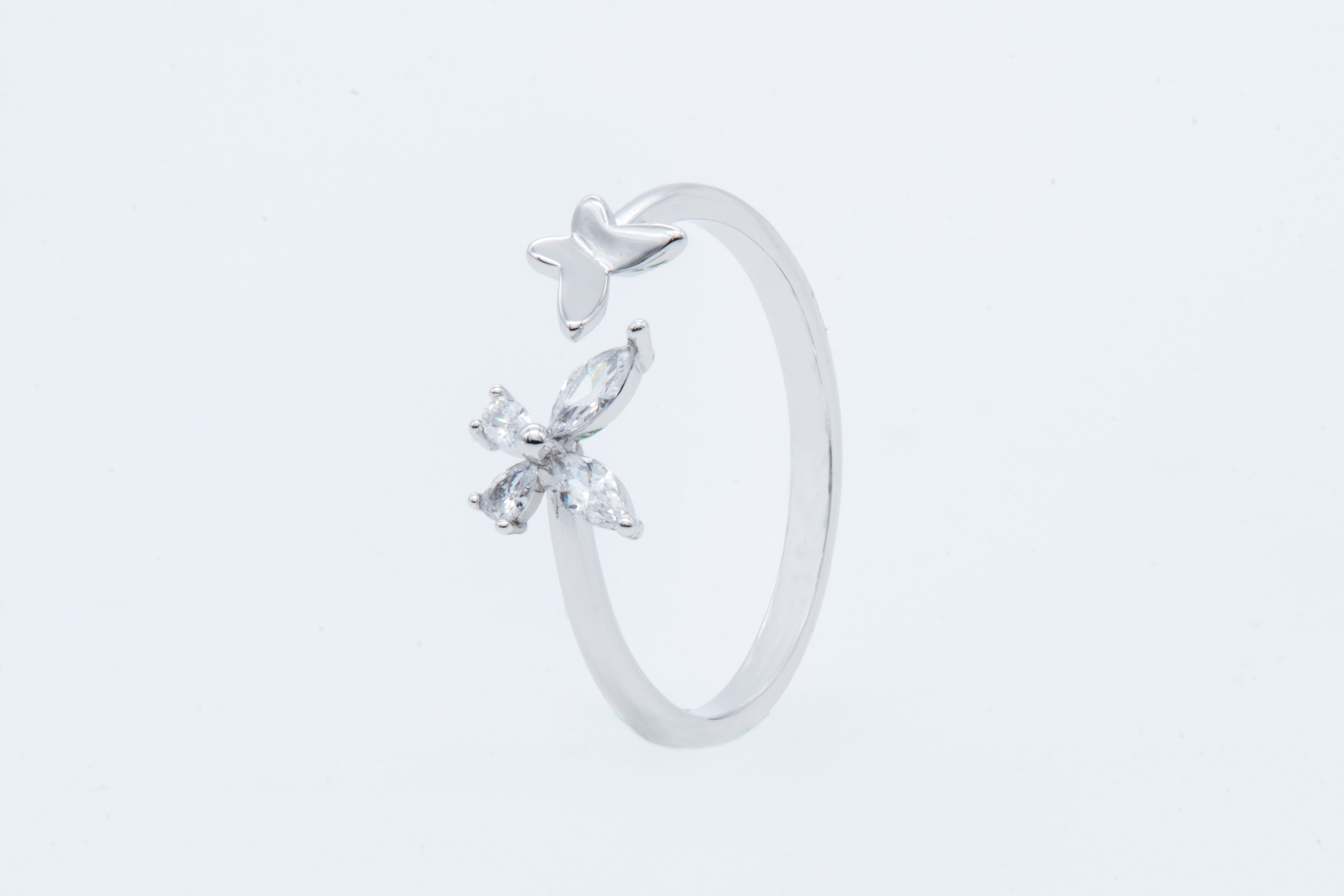 Delicate Butterfly Silver Open Ring