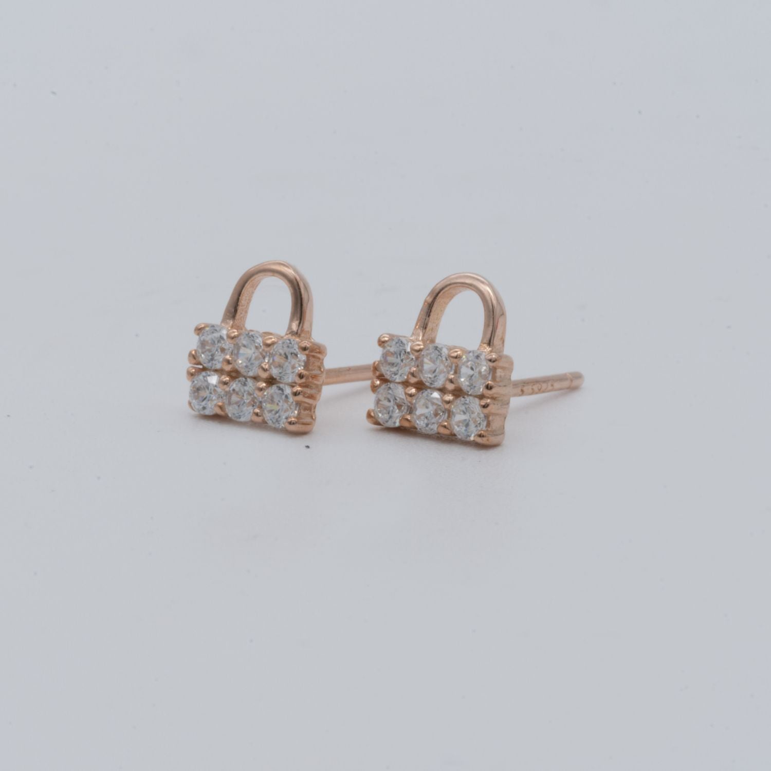 Tiny Padlock Silver Stud Earrings