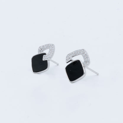 Elegant Black Square Earrings