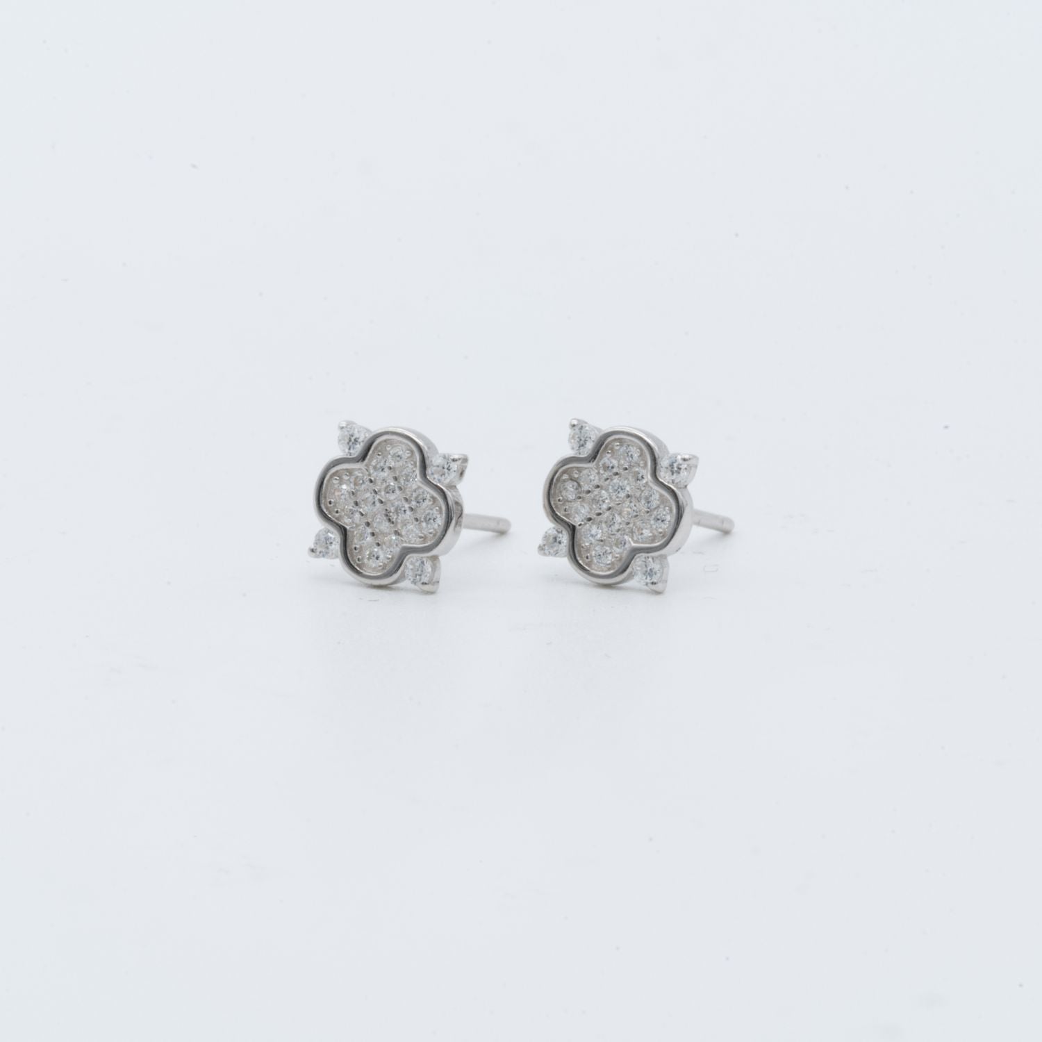 Pave Flower Stud Earrings